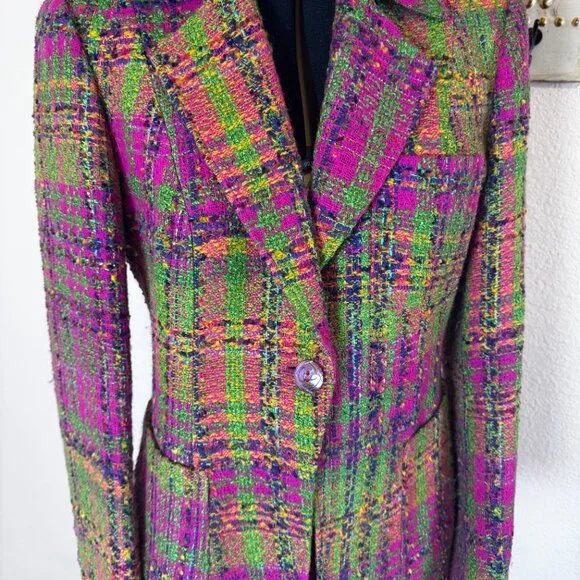 Vintage Bazar Christian LaCroix Sz 40FR Multicolor Wool Blend Blazer and Skirt - Picture 8 of 16